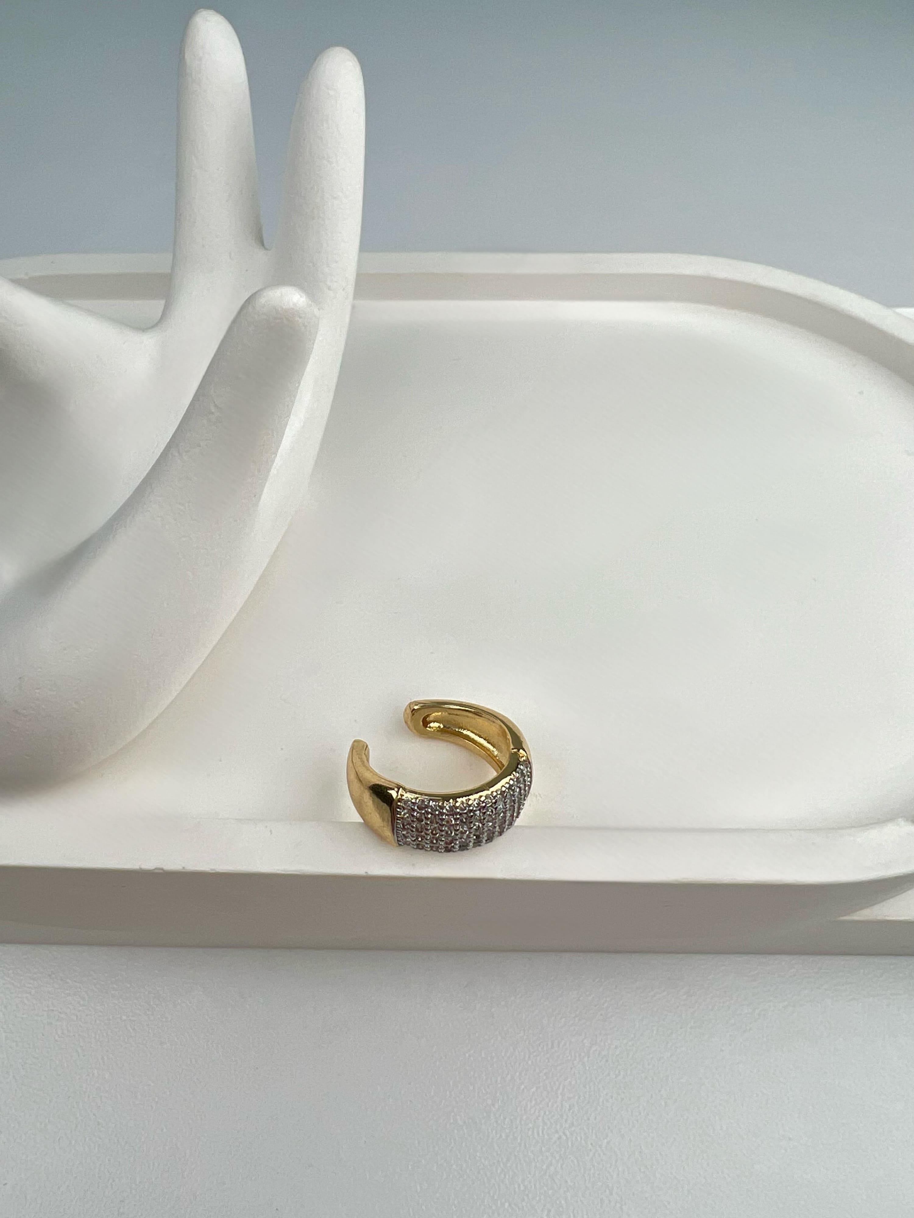 Gümüş Taşlı Gold Kıkırdak Küpe