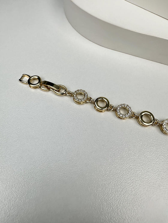 Özel Seri Halka Tasarım Gold Taşlı Bileklik