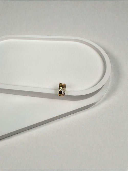 İkili Taş Detaylı Gold Kıkırdak Küpe