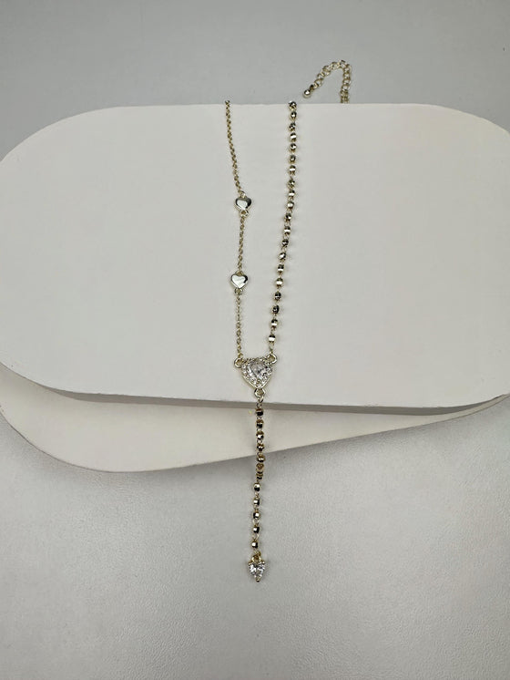 Kalp Detaylı Gold Dekolte Kolye