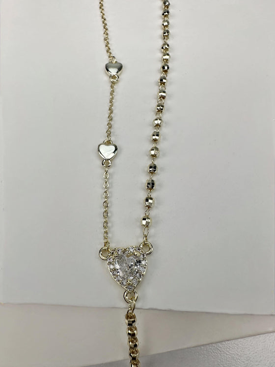 Kalp Detaylı Gold Dekolte Kolye