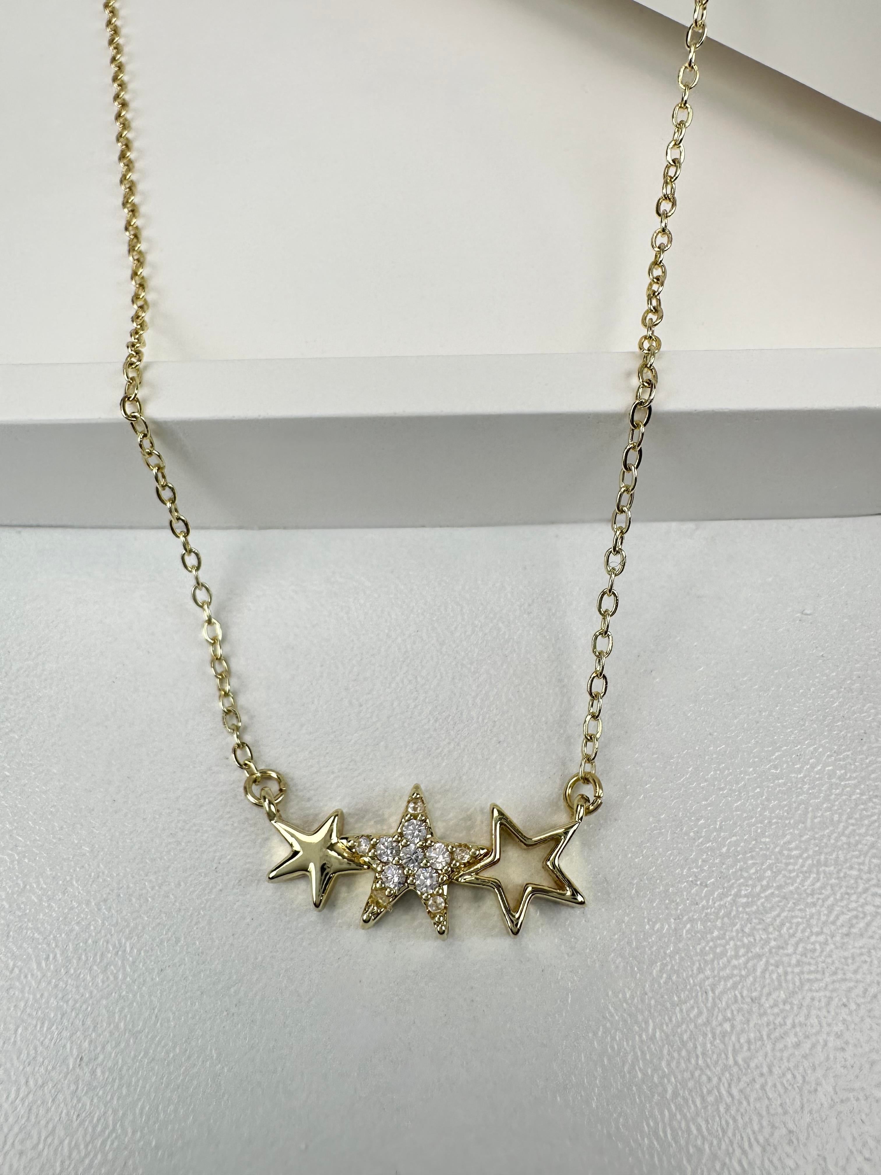Yıldız Desen Taşlı Kolye