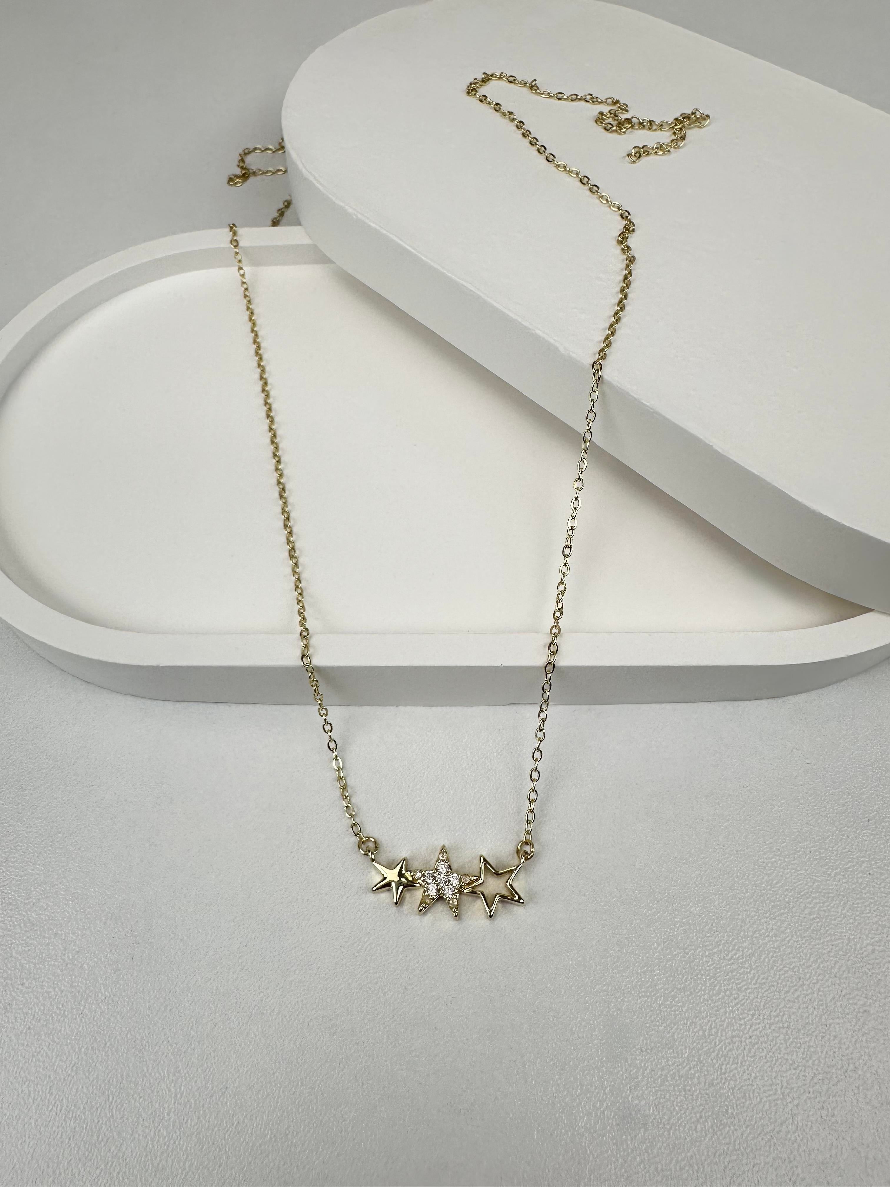 Yıldız Desen Taşlı Kolye