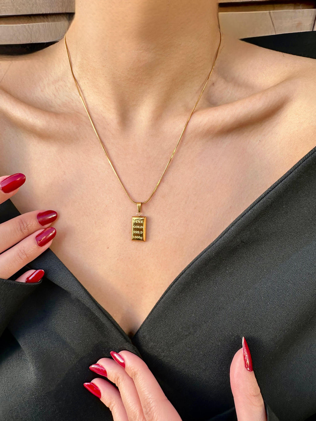 Külçe Altın Çelik  Kolye