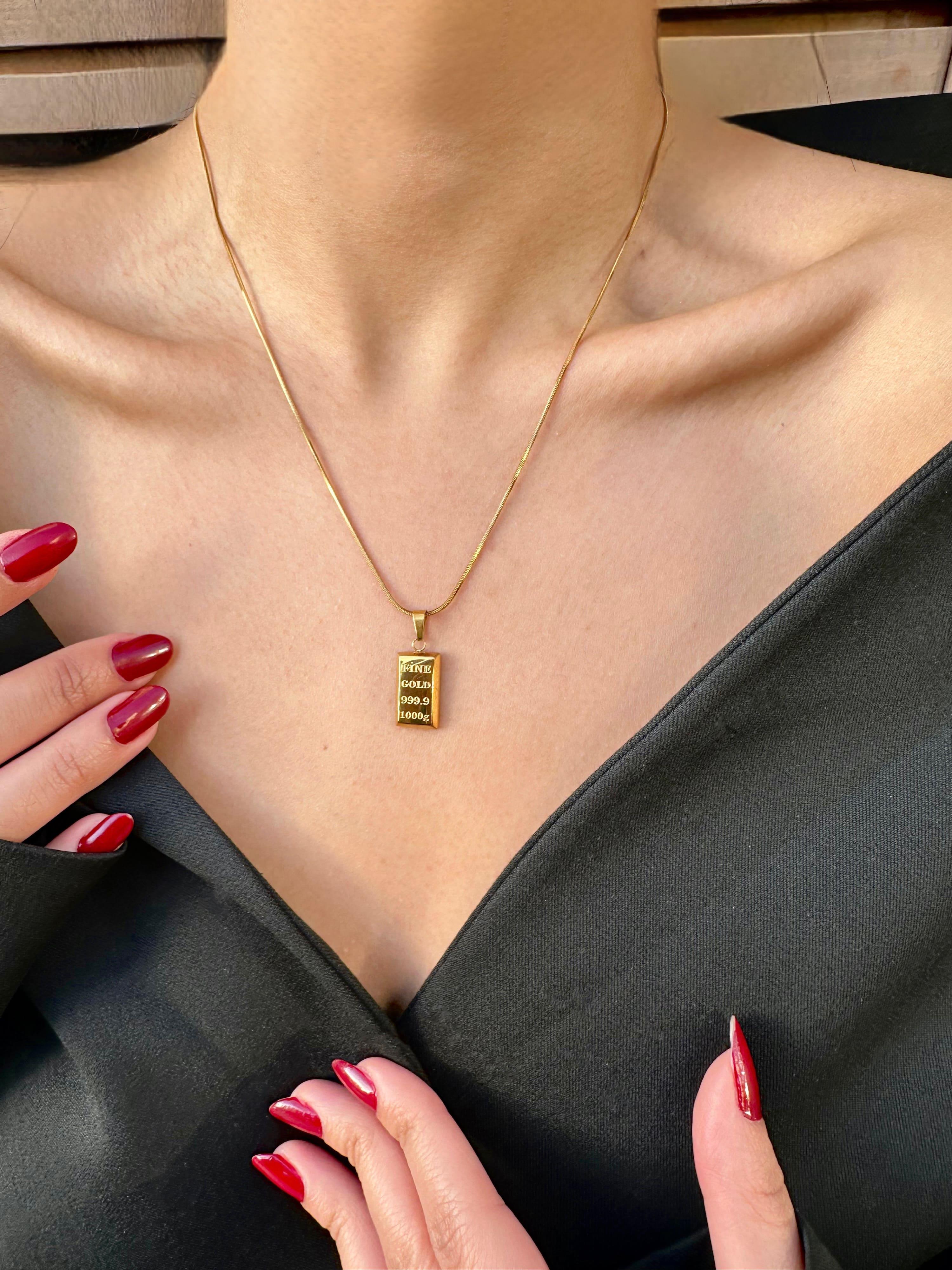 Külçe Altın Çelik  Kolye