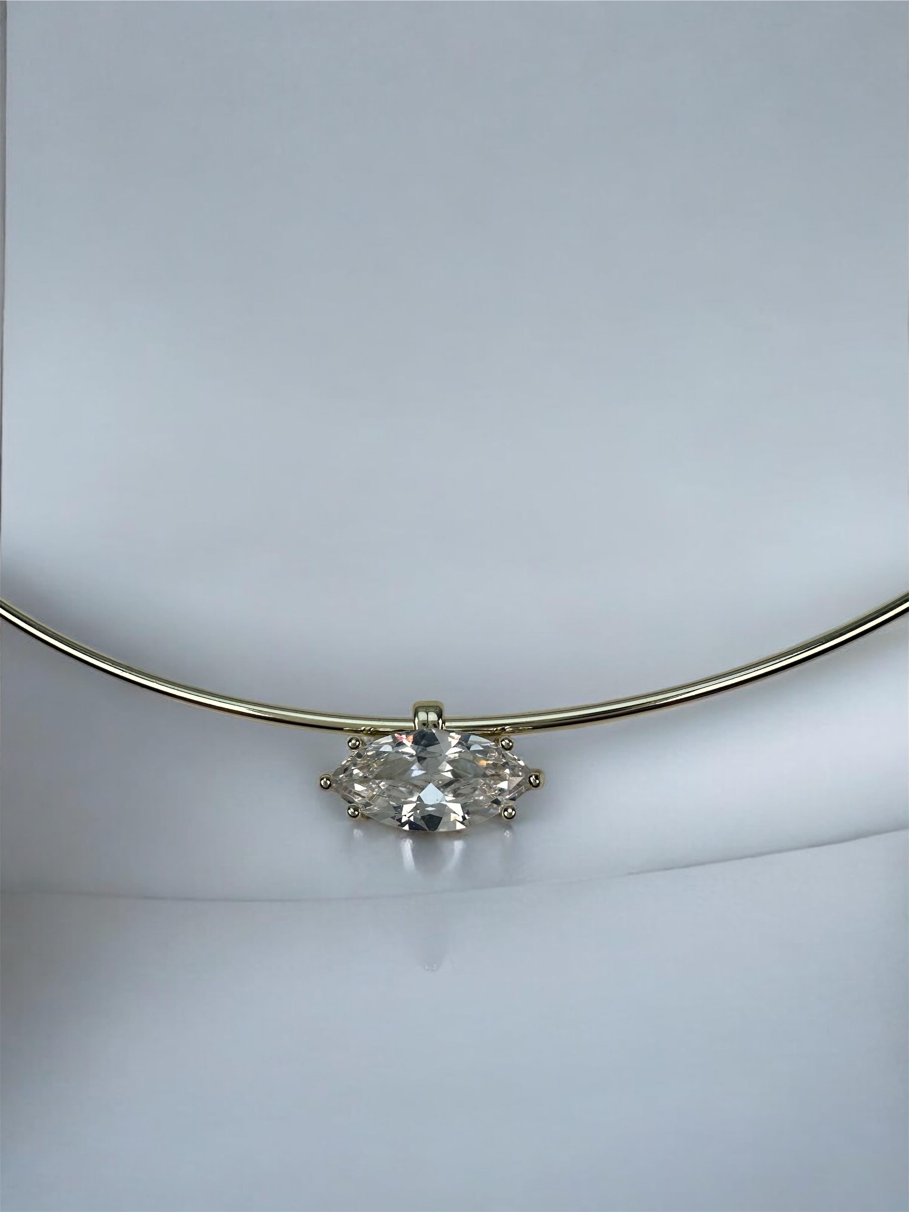 Pırlanta Görünümlü Choker Gold Kolye