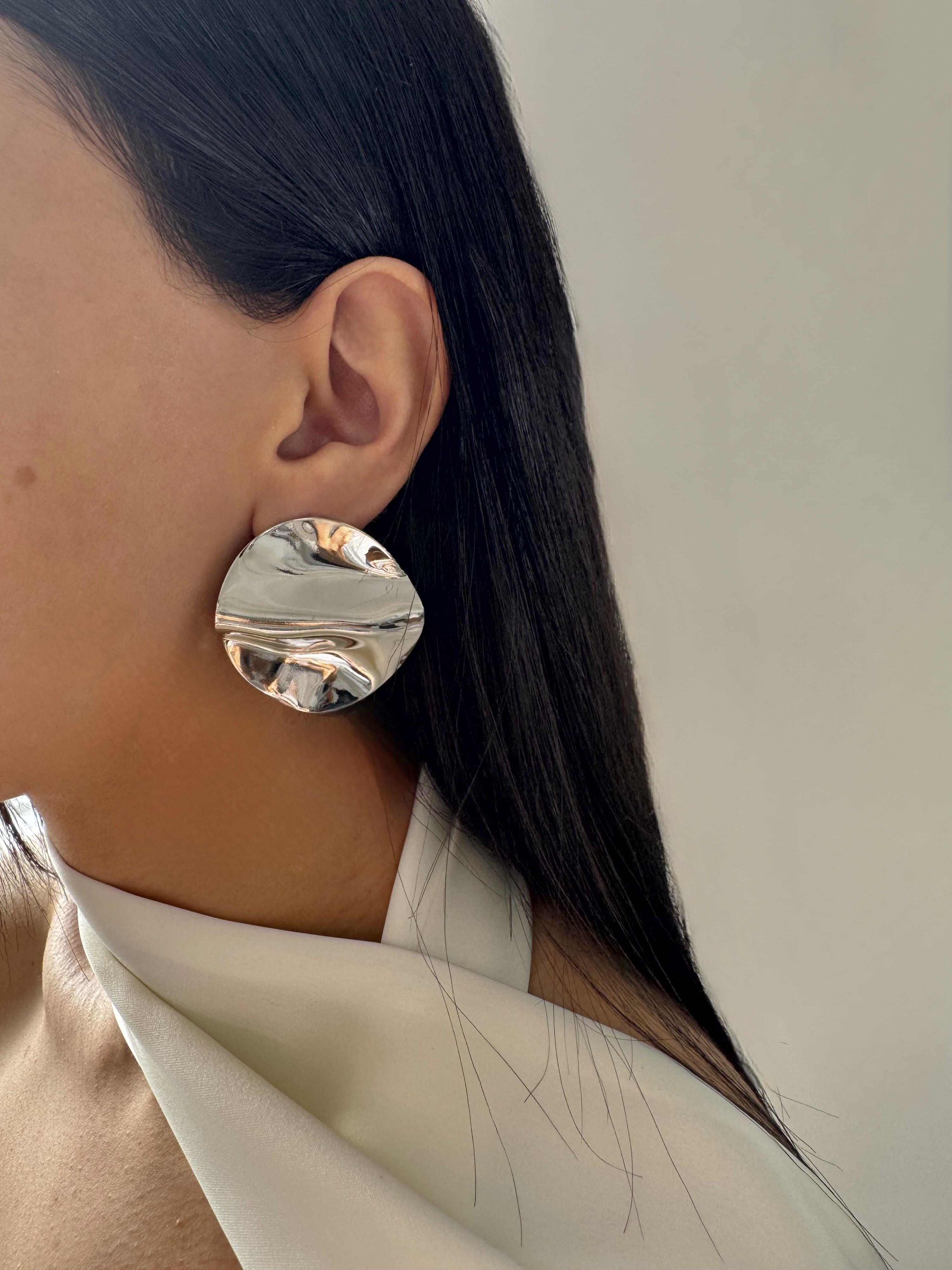 Plaka Gümüş Geo Küpe