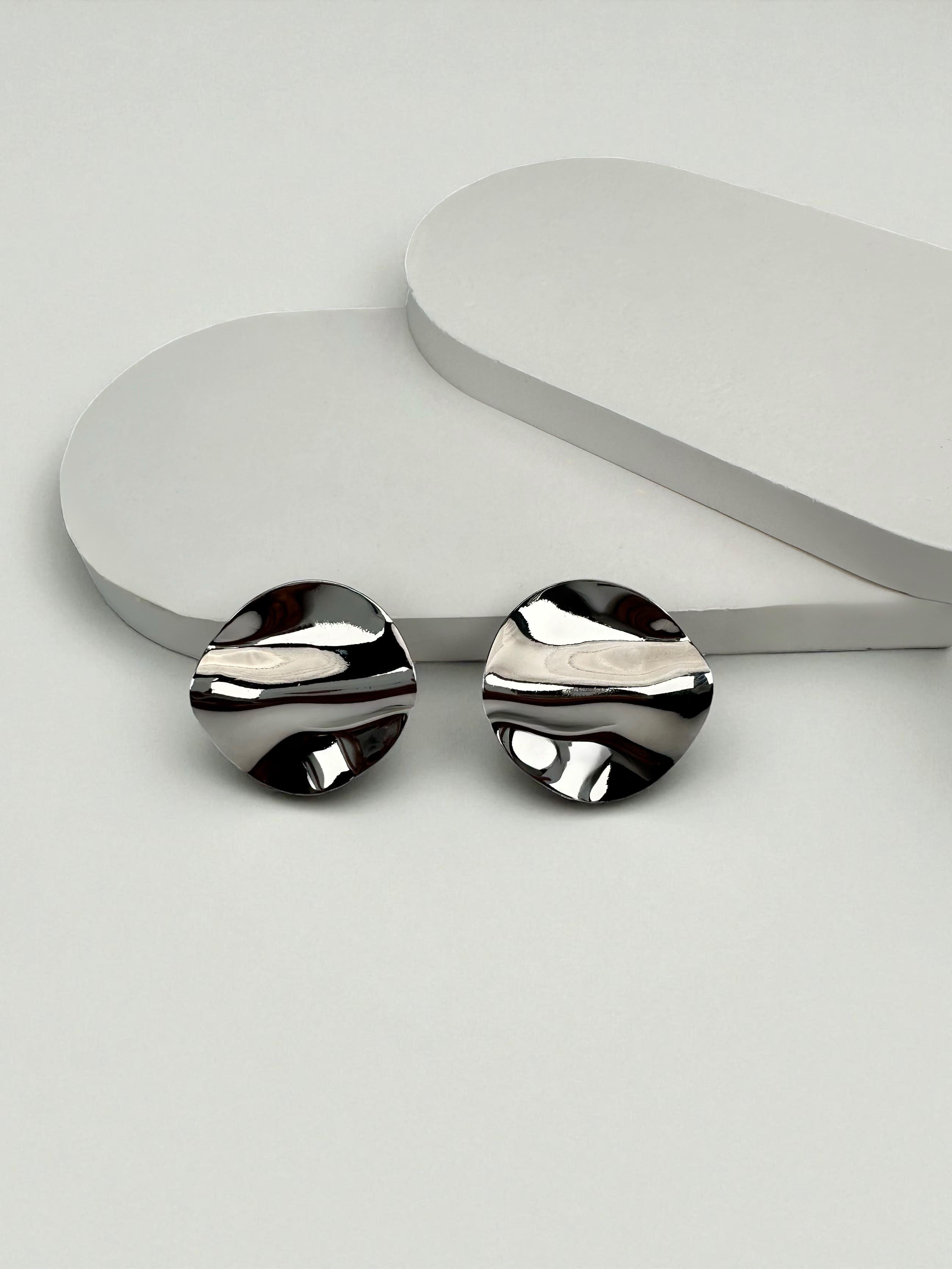 Plaka Gümüş Geo Küpe