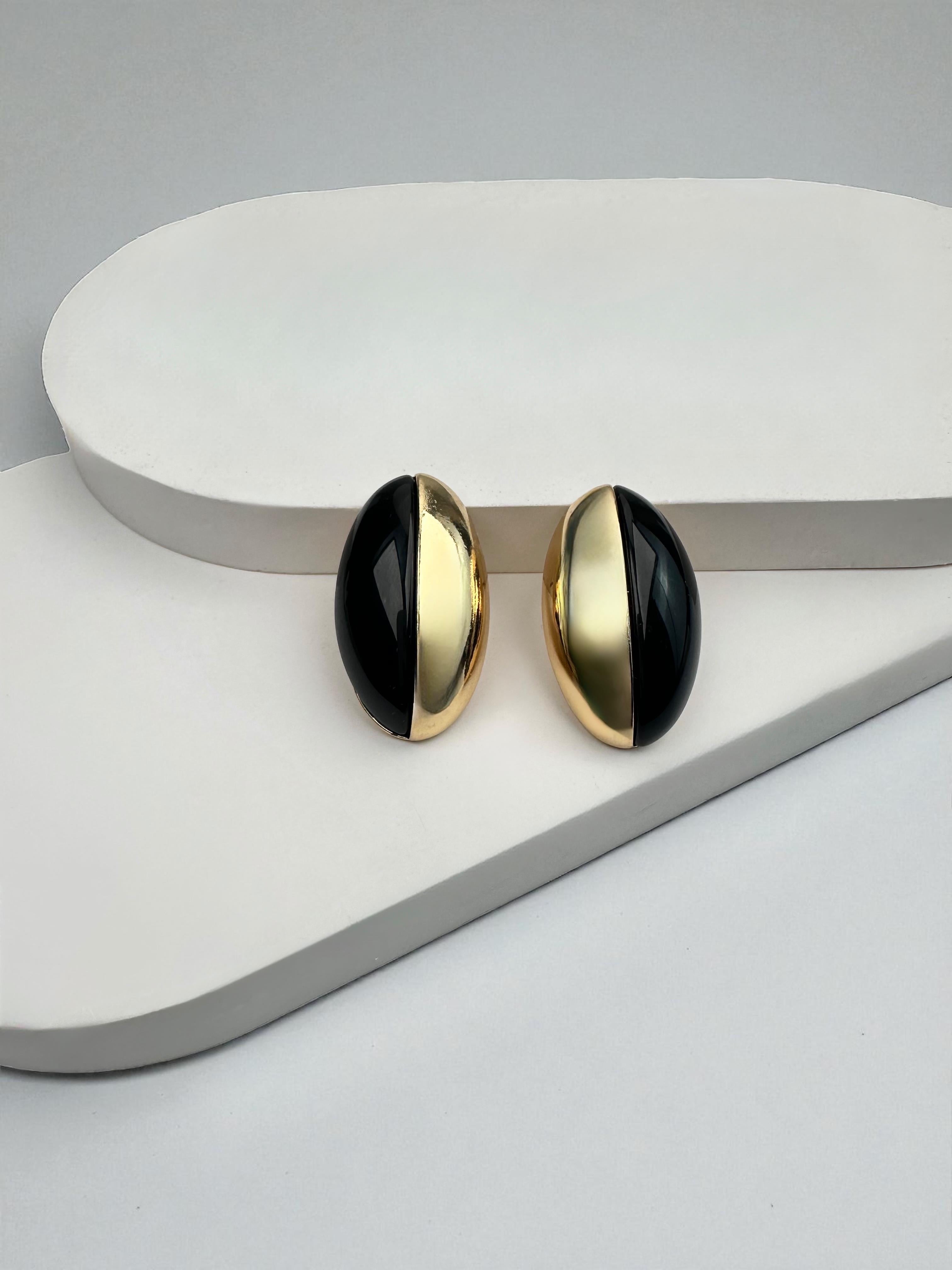 Siyah Gold Tasarım Küpe