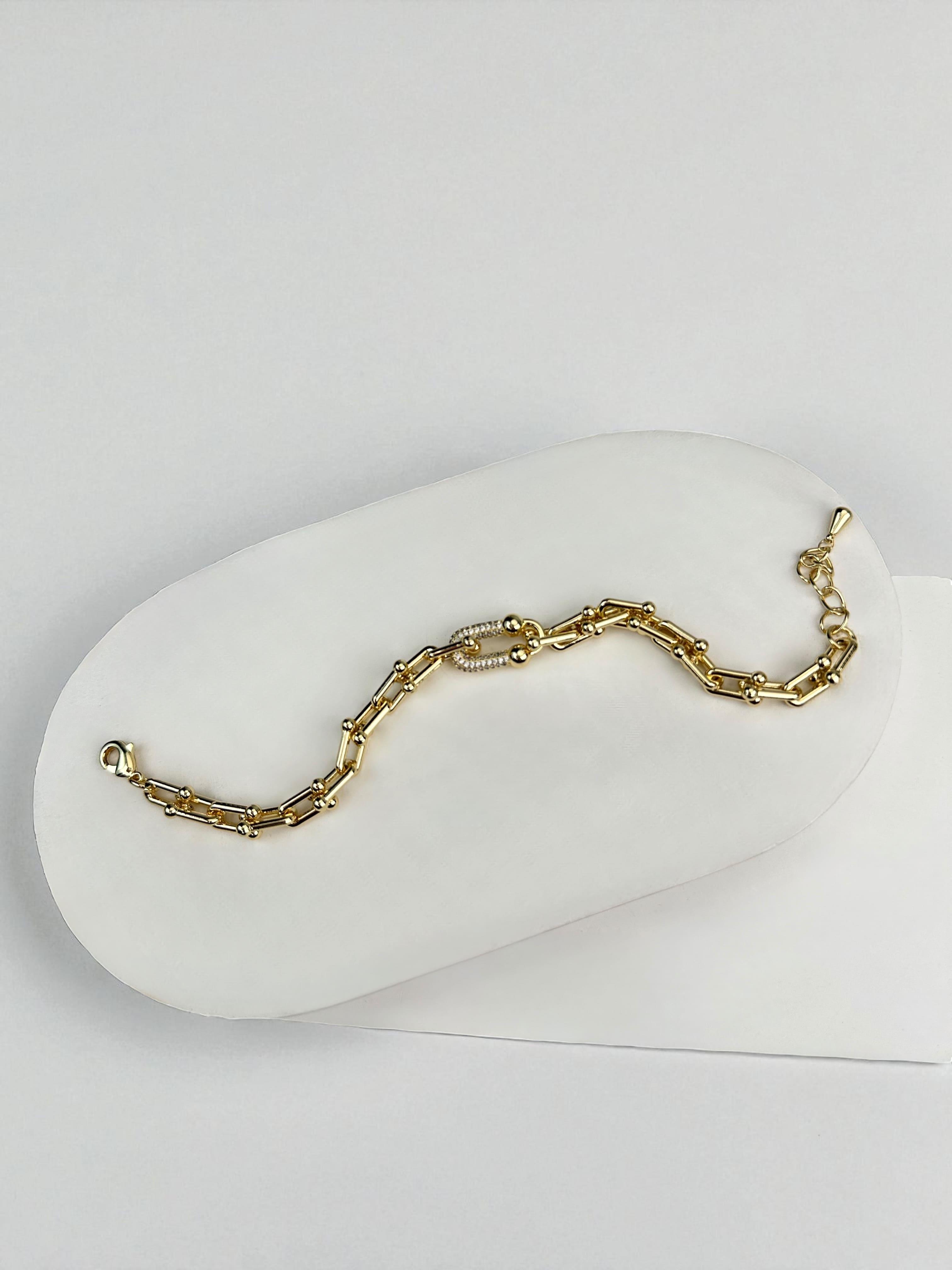 Tffny Taşlı Gold Bileklik