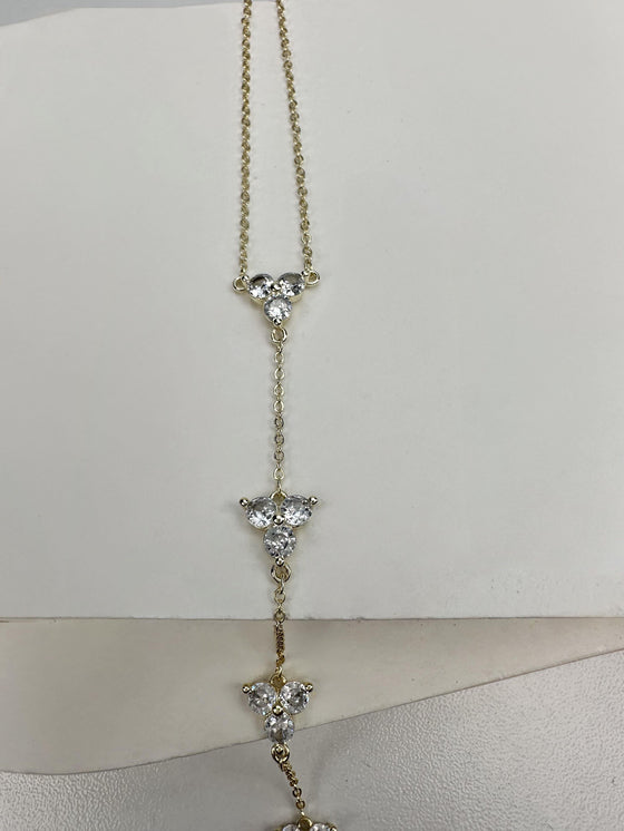 Yonca Taşlı Gold Dekolte Kolye
