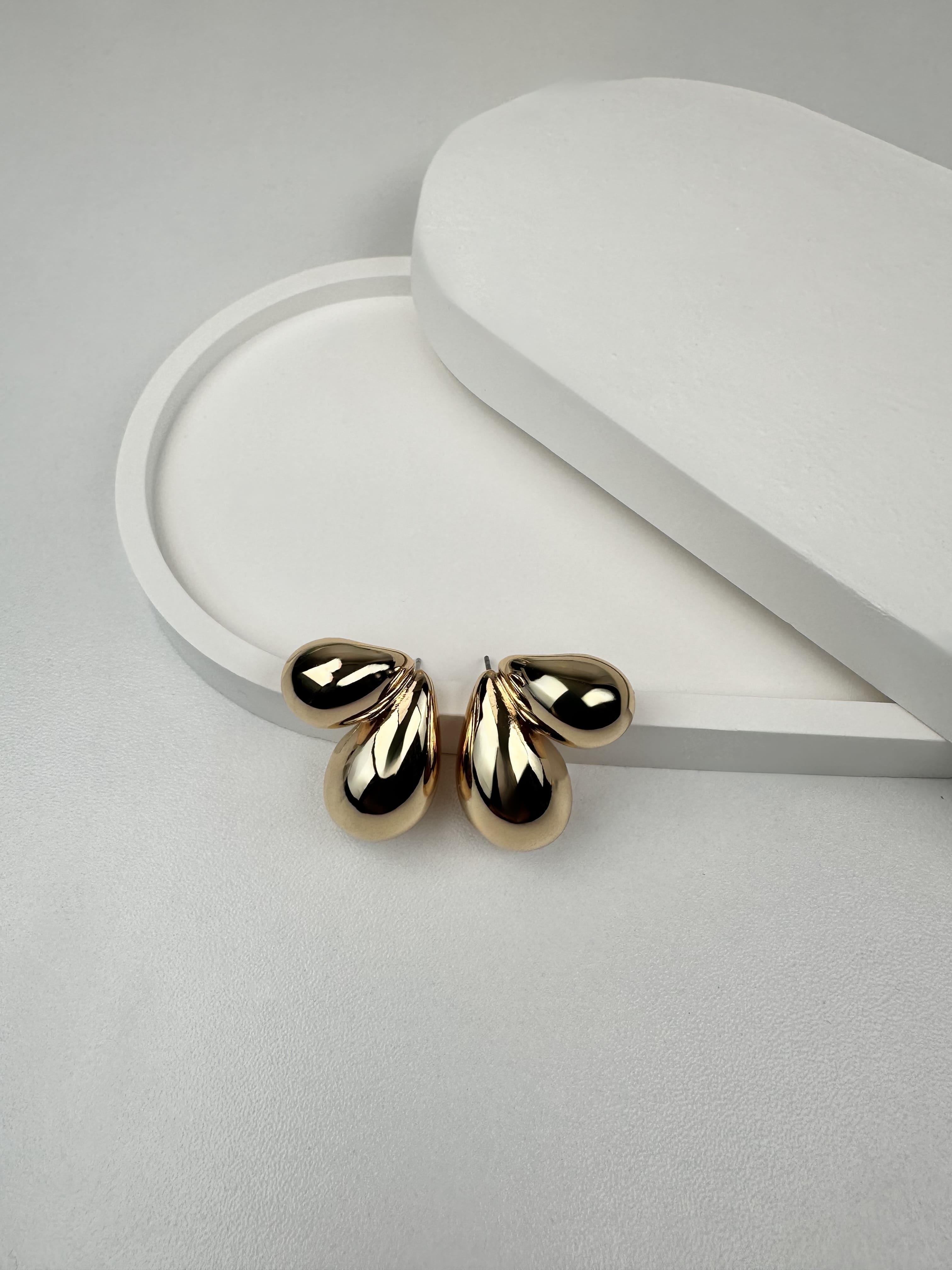 ZR Model İki Damla Gold Küpe